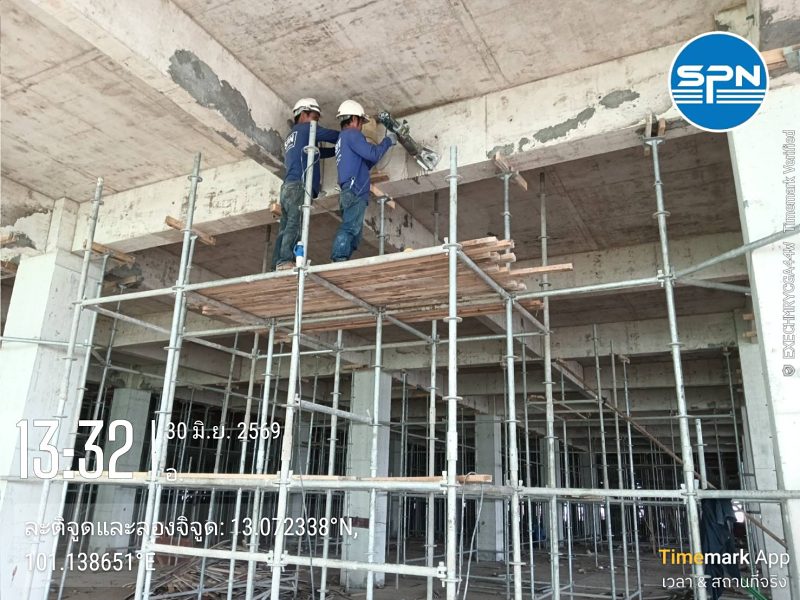 Concrete Coring — ตั้งนั่งร้านเข้าถึงจุดเจาะใต้ท้องพื้น