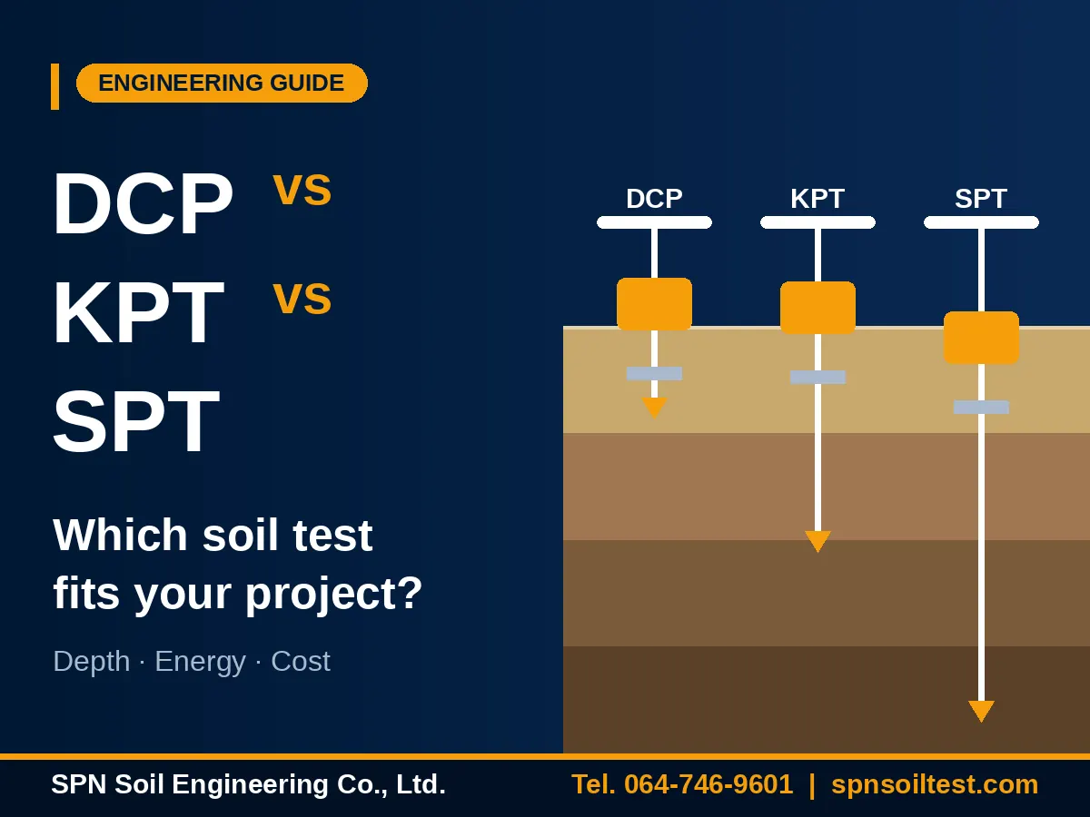 เปรียบเทียบ DCP vs KPT vs SPT เลือกวิธีทดสอบดินให้เหมาะกับงาน