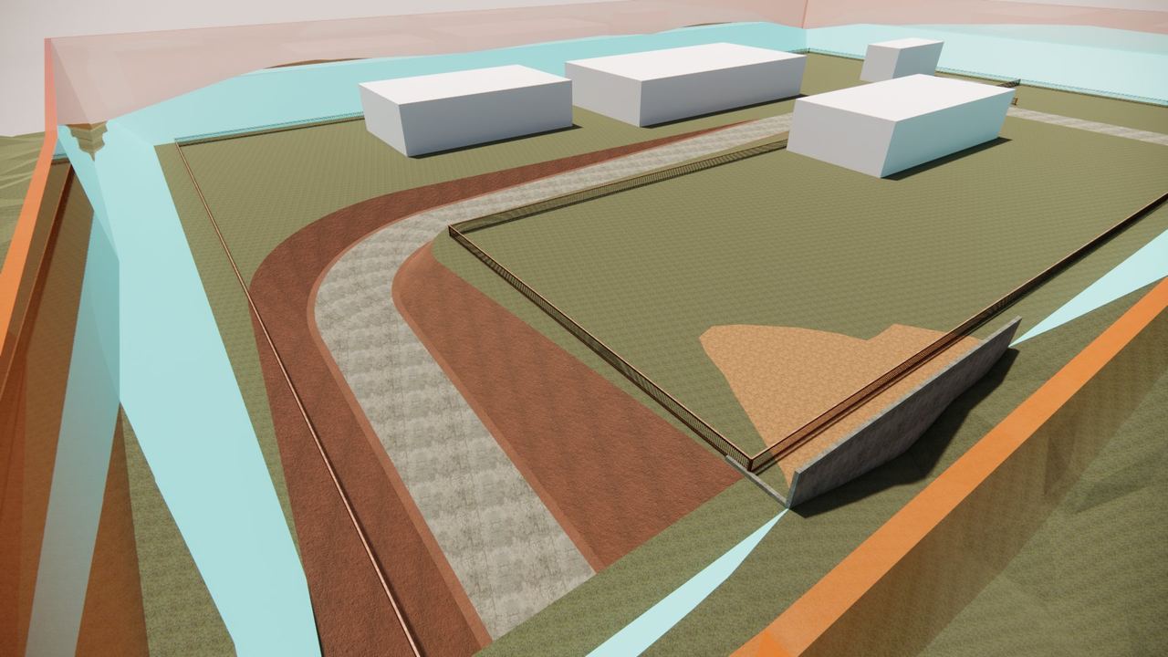 3D Render Site Development Cut Slope Road SPN